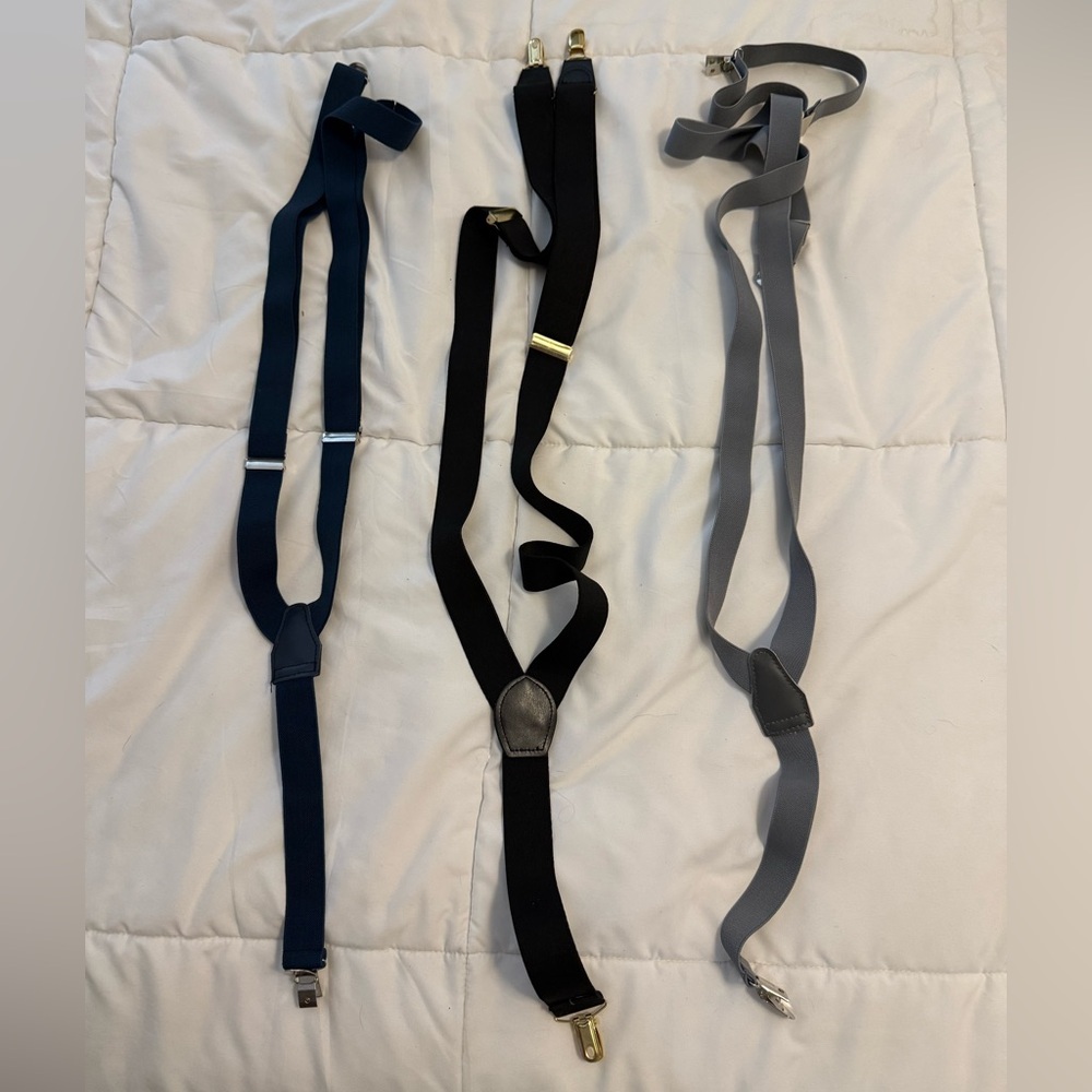 Men's Classic Suspenders Set - Black, Gray, and Navy